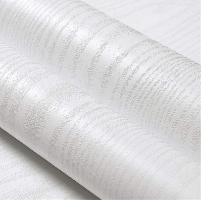 Yancorp Matte White Grain Wood Textured Vinyl Film Self-Adhesive Wallpaper Shelf Liner Drawer Plywood Peel-Stick Countertop (24" x197", White Wood)â€¦ - Image 1